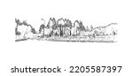Building view with landmark of Oulu is a city in central Finland. Hand drawn sketch illustration in vector.