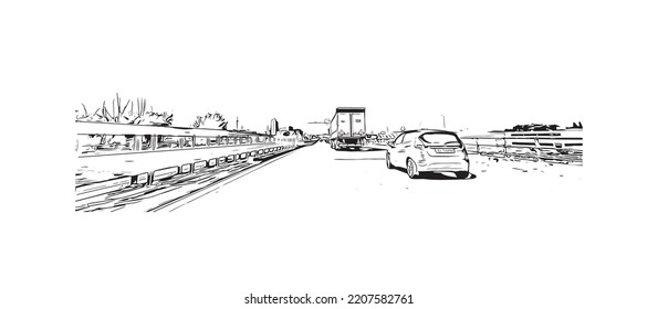 Building view with landmark of Padua is the 
city in Italy. Hand drawn sketch illustration in vector.