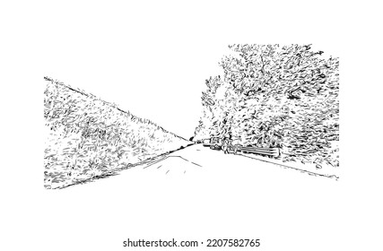 Building view with landmark of Padua is the 
city in Italy. Hand drawn sketch illustration in vector.