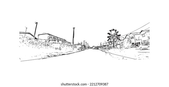 Die Stadt Suriname ist die Hauptstadt von Suriname. Handgezeichnete Skizzengrafik in Vektorgrafik.