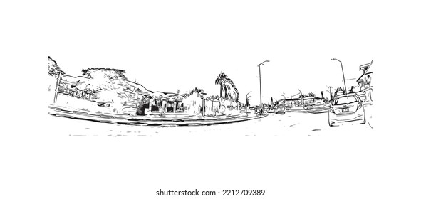Construir vistas con un punto de referencia de Paramaribo es la capital de Surinam. Dibujo a mano de ilustración de esbozo en vector.