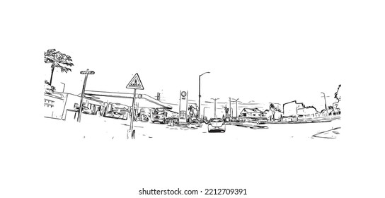 Construir vistas con un punto de referencia de Paramaribo es la capital de Surinam. Dibujo a mano de ilustración de esbozo en vector.