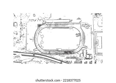 Die Stadt Pau ist eine Stadt im Südwesten Frankreichs. Handgezeichnete Skizzengrafik in Vektorgrafik.