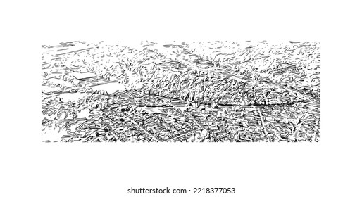 Die Stadt Pau ist eine Stadt im Südwesten Frankreichs. Handgezeichnete Skizzengrafik in Vektorgrafik.