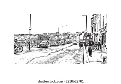 Building view with landmark of Peel
Municipality in Canada. Hand drawn sketch illustration in vector.