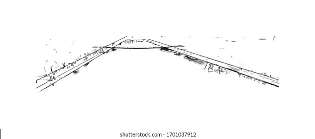 Die Stadt Plovdiv ist eine antike Stadt, die um 7 Hügel gebaut wurde, im Süden Bulgariens. Handgezeichnete Skizzengrafik in der Vektorillustration.