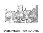 Building view with landmark of Pontevedra  is the beach in Jacksonville. Hand drawn sketch illustration in vector.