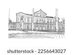 Building view with landmark of Pontevedra  is the beach in Jacksonville. Hand drawn sketch illustration in vector.