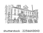 Building view with landmark of Pontevedra  is the beach in Jacksonville. Hand drawn sketch illustration in vector.
