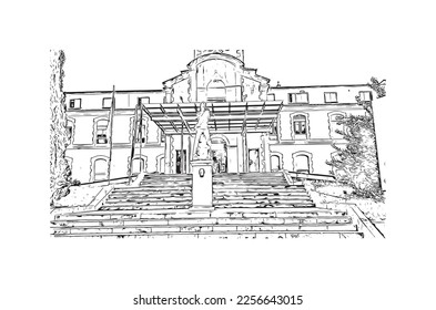 Building view with landmark of Pontevedra  is the beach in Jacksonville. Hand drawn sketch illustration in vector.