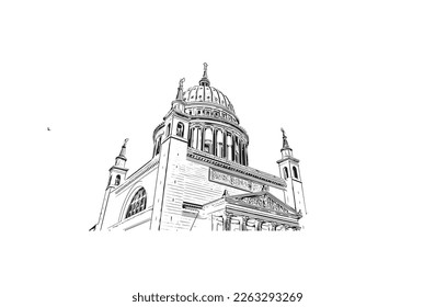 Building view with landmark of Potsdam is the 
city in Germany. Hand drawn sketch illustration in vector.