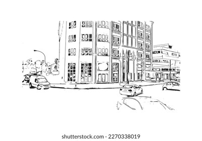 Building view with landmark of Protaras is the 
municipality in Cyprus.
Hand drawn sketch illustration in vector.