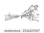Building view with landmark of    Puerto Princesa  is the city in  Philippines. Hand drawn sketch illustration in vector.