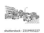 Building view with landmark of Punta Gorda is the city in Florida.
Hand drawn sketch illustration in vector.