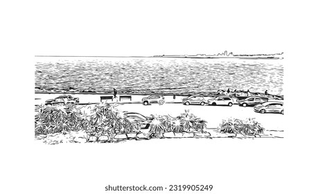 Building view with landmark of Punta Gorda is the city in Florida.
Hand drawn sketch illustration in vector.