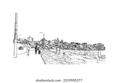 Building view with landmark of Punta Gorda is the city in Florida.
Hand drawn sketch illustration in vector.