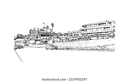 Building view with landmark of Punta Gorda is the city in Florida.
Hand drawn sketch illustration in vector.
