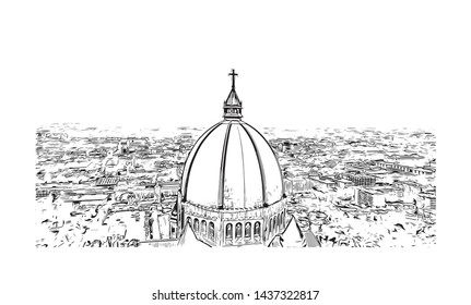 Building view with landmark of Quebec is a predominantly French-speaking province in eastern Canada. Hand drawn sketch illustration in vector.