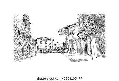  Die Gemeinde von Rapallo ist die Gemeinde in Italien. Handgezeichnete Skizzengrafik in Vektorgrafik.
