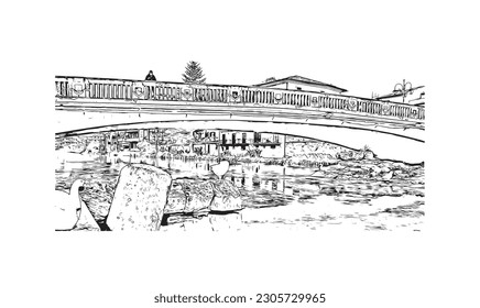 Building view with landmark Rieti is a town in Italy. Hand drawn sketch illustration in vector.