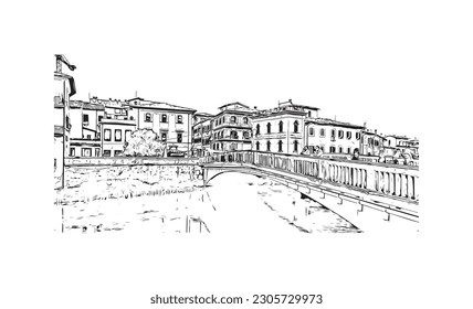 Building view with landmark Rieti is a town in Italy. Hand drawn sketch illustration in vector.