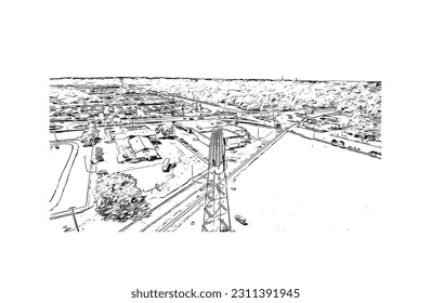 Building view with landmark of  Rochester is the city in Minnesota. Hand drawn sketch illustration in vector.