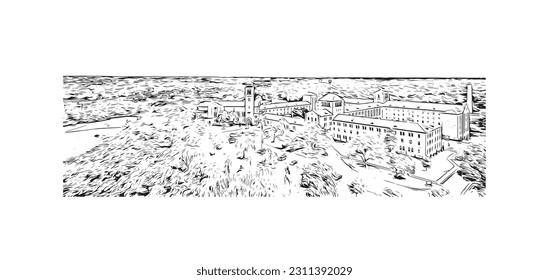 Building view with landmark of  Rochester is the city in Minnesota. Hand drawn sketch illustration in vector.