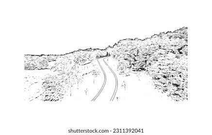 Building view with landmark of  Rochester is the city in Minnesota. Hand drawn sketch illustration in vector.
