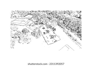 Building view with landmark of  Rochester is the city in Minnesota. Hand drawn sketch illustration in vector.