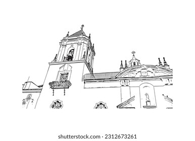 Building view with landmark of   Ronda is a city in Spain. Hand drawn sketch illustration in vector.