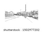 Building view with landmark of Rotterdam is a major port city in the Dutch province of South Holland. Hand drawn sketch illustration in vector.
