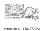 Building view with landmark of Rotterdam is a major port city in the Dutch province of South Holland. Hand drawn sketch illustration in vector.