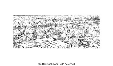 Building view with landmark of Saint Paul is the city in Minnesota. Hand drawn sketch illustration in vector.