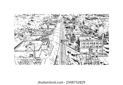 Building view with landmark of Saint Paul is the city in Minnesota. Hand drawn sketch illustration in vector.