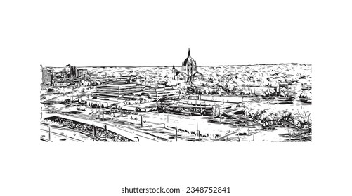 Building view with landmark of Saint Paul is the city in Minnesota. Hand drawn sketch illustration in vector.