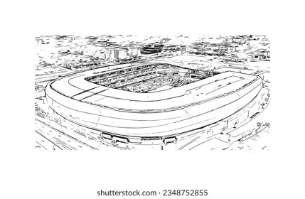 Building view with landmark of Saint Paul is the city in Minnesota. Hand drawn sketch illustration in vector.