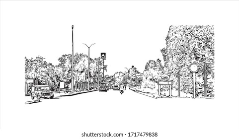 Building view with landmark of Salamanca, in northwestern Spain, is the capital of Salamanca province. Hand drawn sketch illustration in vector.