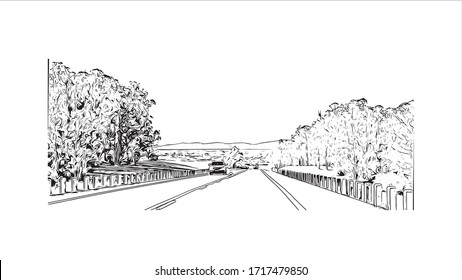 Building view with landmark of Salamanca, in northwestern Spain, is the capital of Salamanca province. Hand drawn sketch illustration in vector.