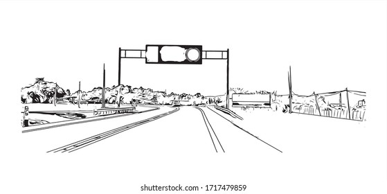Building view with landmark of Salamanca, in northwestern Spain, is the capital of Salamanca province. Hand drawn sketch illustration in vector.
