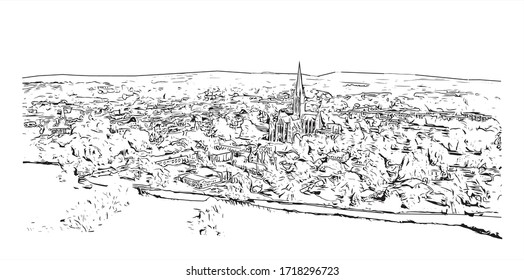 Building view with landmark of Salisbury City in Maryland. Hand drawn sketch illustration in vector. 
