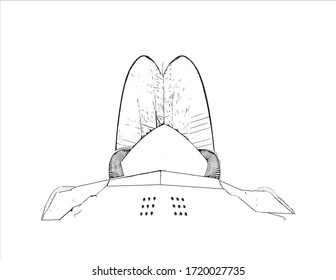 Building view with landmark of Santa Cruz de Tenerife is a port city on the island of Tenerife, in Spain’s Canary Islands. Hand drawn sketch illustration in vector.
