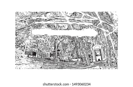 Building view with landmark of Thessaloniki is a Greek port city on the Thermaic Gulf of the Aegean Sea. Hand drawn sketch illustration in vector.