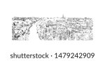 Building view with landmark of Timisoara is a city in western Romania, known for Secessionist architecture. Hand drawn sketch illustration in vector.