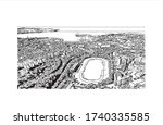 Building view with landmark of Trieste is the capital city of the Friuli Venezia Giulia region in northeast Italy. Hand drawn sketch illustration in vector.