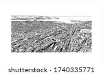 Building view with landmark of Trieste is the capital city of the Friuli Venezia Giulia region in northeast Italy. Hand drawn sketch illustration in vector.