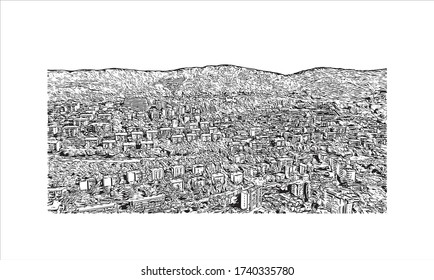 Building view with landmark of Trieste is the capital city of the Friuli Venezia Giulia region in northeast Italy. Hand drawn sketch illustration in vector.