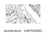 Building view with landmark of Trondheim is a city on the Trondheim Fjord, in central Norway. Hand drawn sketch illustration in vector.