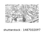 Building view with landmark of Trondheim is a city on the Trondheim Fjord, in central Norway. Hand drawn sketch illustration in vector.