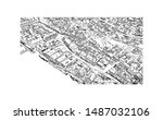 Building view with landmark of Trondheim is a city on the Trondheim Fjord, in central Norway. Hand drawn sketch illustration in vector.
