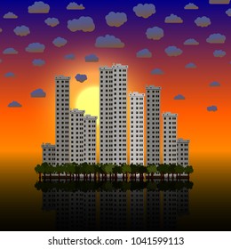 building village in the evening